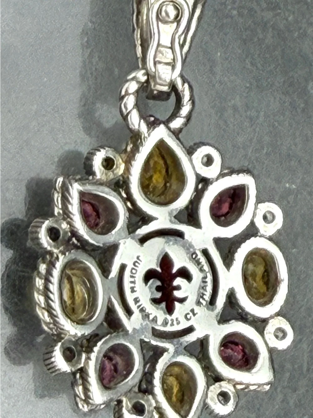Judith Ripka - Vintage Garnets and Citrine Sterling Silver Pendant